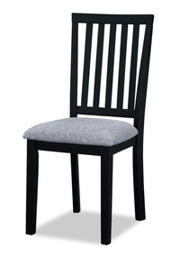  Chaise de salle à manger Bryn avec siège en tissu, dossier à lattes - noire