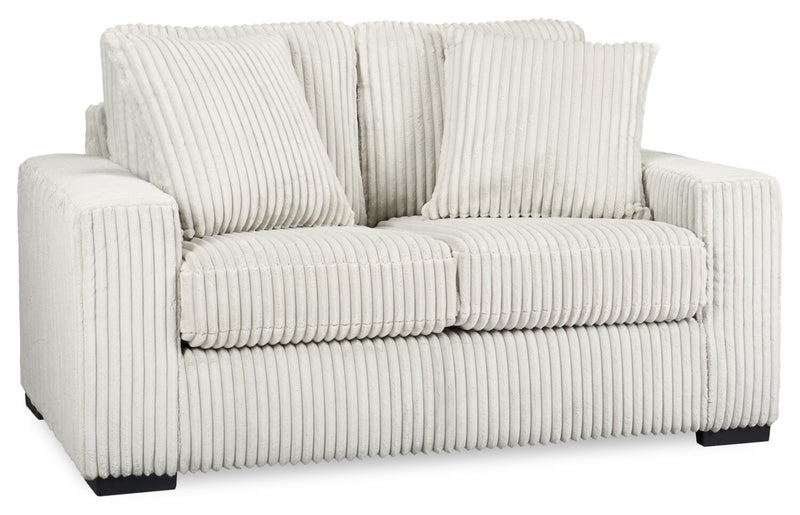 Causeuse Willow de 66 po en tissu gris clair avec accoudoirs rectilignes et coussins de siège et de dossier réversibles