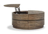 Elm 40” Round Rustic Pine Lift Top Coffee Table with Casters - Brown | Table à café ronde rustique Elm de 40 po en pin avec dessus relevable - brune