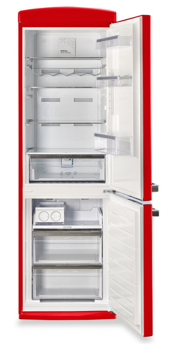 Réfrigérateur Classic Rétro par Unique de 24 po et de 12 pi3 à congélateur inférieur - pomme rouge bonbon - UGP-340L AC R