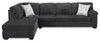 Made in Canada Morgan 2-Piece Left-Facing Chenille Fabric Sofa Bed Sectional with Accent Pillows - Grey | Sofa-lit sectionnel de gauche Morgan 2 pièces fabriqué au Canada en tissu de chenille avec coussins décoratifs - gris