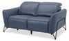 Riviera Top-Grain Genuine Leather Power Reclining Loveseat - Blue | Causeuse à inclinaison électrique Riviera en cuir véritable de qualité supérieure - bleu
