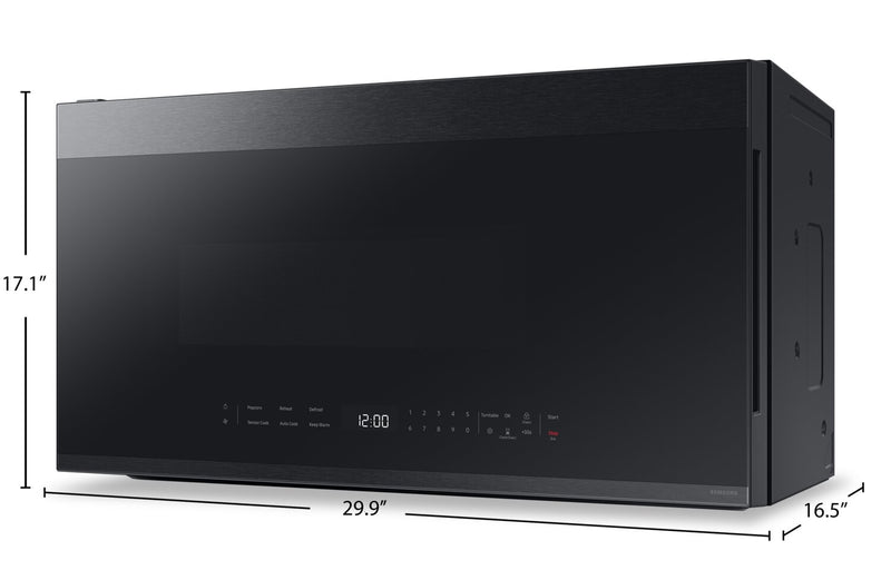 Four à micro-ondes à hotte intégrée Samsung de 2,1 pi³ avec 400 pi³/min et commandes tactiles en verre - noir mat - ME21DG6500MTAC