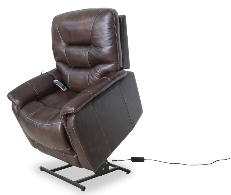 Fauteuil basculeur à inclinaison électrique à 3 positions Parker de 36 po en cuir véritable - brun