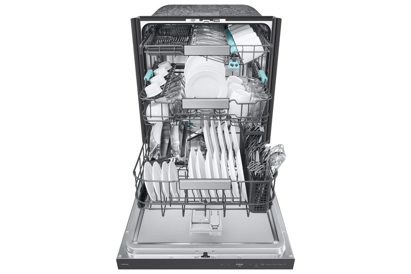 Lave-vaisselle Samsung de 24 po et de 38 dBA avec commandes sur le dessus, nettoyage avec IA et 3e panier - DW90F89P0USRAA