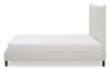 Paseo Platform Bed in Taupe Vegan-Leather Fabric - Full Size | Lit plateforme rembourré Paseo en tissu de cuir végétalien taupe - format lit double