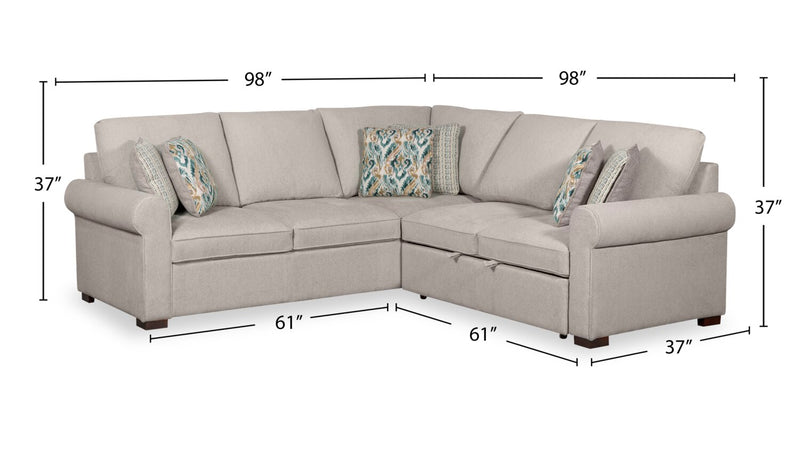 Sofa-lit sectionnel Haven de Scott Living 3 pièces en tissu de chenille - gris