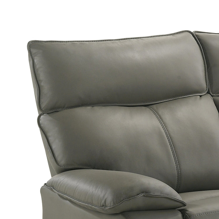 Sofa à inclinaison électrique Matteo de 88 po en cuir véritable - gris Aviarah