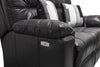 Made in Canada Dawson 64" Genuine Leather Power Reclining Loveseat with USB Port and Accent Pillows – Black | Causeuse à inclinaison électrique Dawson de 64 po fabriquée au Canada en cuir véritable avec port USB et coussins décoratifs - noir