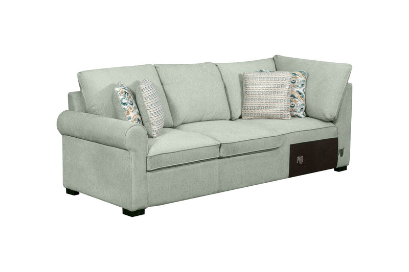 Sofa-lit sectionnel enveloppant de droite Haven de Scott Living 3 pièces en tissu de chenille - bleu écume de mer 