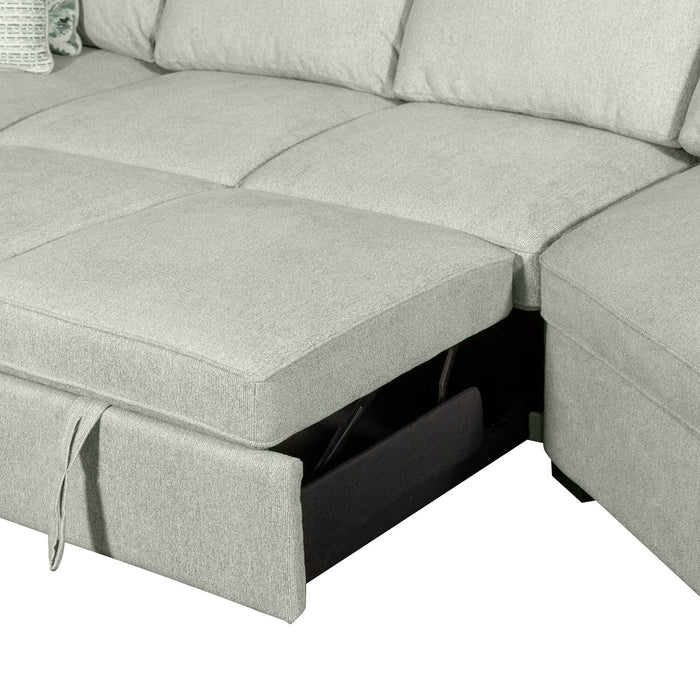 Sofa-lit sectionnel enveloppant de droite Haven de Scott Living 3 pièces en tissu de chenille - bleu écume de mer 
