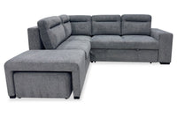 Sofa-lit sectionnel de gauche Coast 3 pièces en tissu avec rangement et pouf - fumée