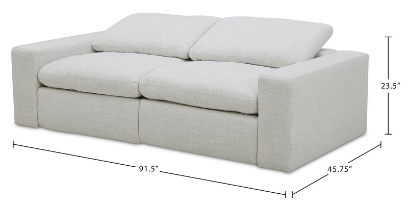 Causeuse à inclinaison électrique modulaire Sky de 91,5 po en tissu avec coussins amovibles en duvet et plumes - blé Nathan