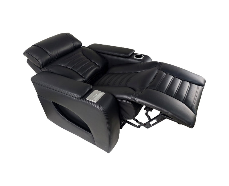 Fauteuil de massage à inclinaison électrique Zen de 40 po en tissu d’apparence cuir avec appuie-tête électrique et siège chauffant - noir