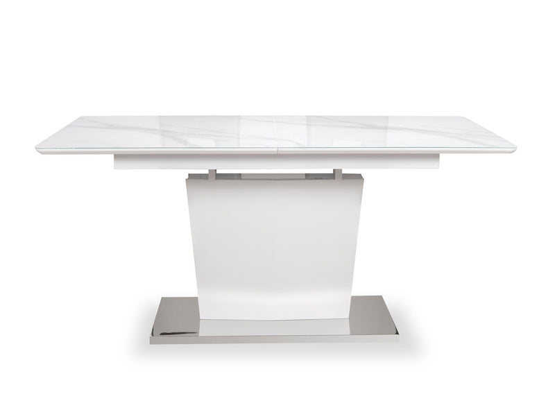 Ensemble de salle à manger Naya 7 pièces avec table à rallonge, 63 po à 78,75 po (L), et 6 chaises - imitation de marbre blanc et gris