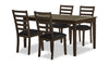 Devon 5pc Dining Set with Table & 4 Chairs - 60"W, Wood - Dark Brown | Ensemble de salle à manger Devon 5 pièces avec table et 4 chaises - 60 po (L), bois - brun foncé