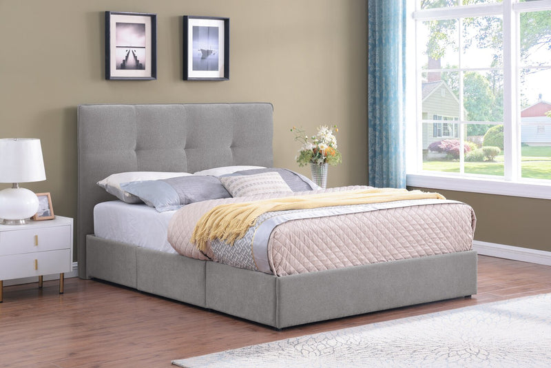 Tête de lit rembourrée Amos en tissu gris capitonné - format grand lit