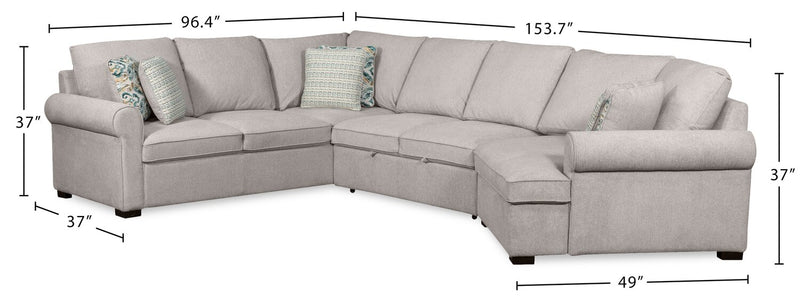 Sofa-lit sectionnel enveloppant de droite Haven de Scott Living 3 pièces en tissu de chenille - gris 