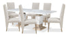 Vega 7pc Dining Set with Table & 6 Chairs, Marble Look, Pedestal Base, 82"W - Natural & White | Ensemble de salle à manger Vega 7 pièces avec table de 82 po (L), imitation de marbre, base piédestal et 6 chaises - naturel et blanc