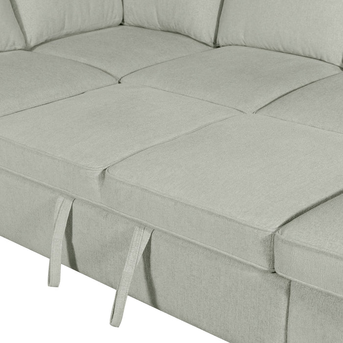 Sofa-lit sectionnel de gauche Haven de Scott Living 4 pièces en tissu de chenille avec fauteuil long de rangement - bleu écume de mer