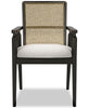 Shaw Dining Arm Chair with Polyester Fabric, Cane-Look Woven Back - Black | Chaise de salle à manger Shaw en tissu de polyester avec accoudoirs et dossier tissé d’apparence canne - noire