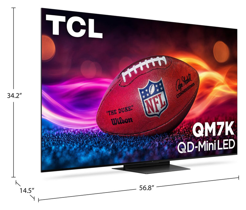 Téléviseur intelligent QLED Mini DEL TCL QD QM7K UHD 4K de 65 po avec Google TVMC (65QM7K) - modèle 2025