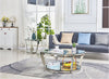 Yonge 36" Modern Round Glass Top Coffee Table with Shelf - Chrome Finish with Stainless Steel | Table à café ronde moderne Yonge de 36 po avec dessus en verre et tablette - fini chromé avec acier inoxydable