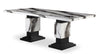 Vega 7pc Dining Set with Table & 6 Chairs, Marble Look, Pedestal Base, 82"W - Black & White | Ensemble de salle à manger Vega 7 pièces avec table de 82 po (L), imitation de marbre, base piédestal et 6 chaises - noir et blanc
