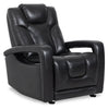 Kenzo 35" Leather-Look Fabric Power Gliding Reclining Chair with Power Headrest, Footrest and USB Port - Black | Fauteuil à inclinaison électrique Kenzo de 35 po en tissu d’apparence cuir avec appuie-tête électrique, repose-pieds et port USB - noir