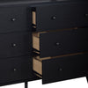 Milan Bedroom 6-Drawer Dresser, Mid-Century Modern, 59"W x 36"H - Black | Commode de chambre à coucher moderne du milieu du 20e siècle Milan de 59 po (l) x 36 po (H) à 6 tiroirs - noire