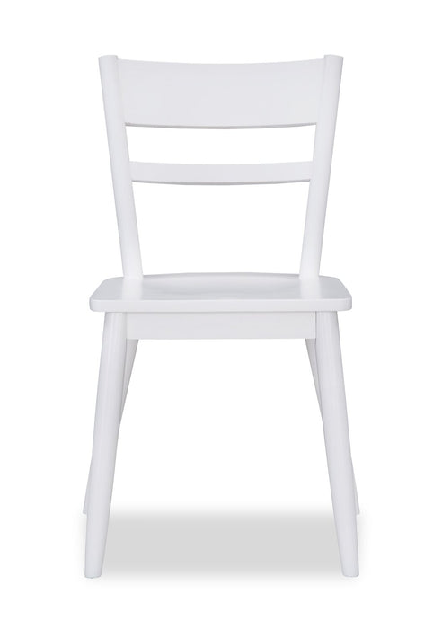 Chaise de salle à manger Remi avec dossier en échelle courbé - blanche