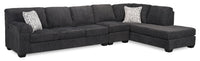  Sofa sectionnel de droite Morgan 3 pièces fabriqué au Canada en tissu de chenille avec sofa et coussins décoratifs - gris