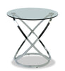 Hendrix 36" Modern 2-Pack Glass Top Coffee + End Table - Chrome with Metal Base | 2 tables modernes Hendrix de 36 po (table à café et table de bout) avec dessus en verre - chromées avec base en métal