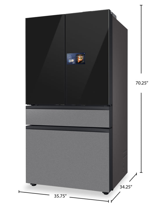 Réfrigérateur BESPOKE Samsung de 29 pi³ et de 36 po à portes françaises avec écran AI Home - RF90F29BECRAA