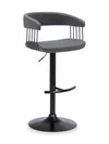 Tabouret bar Java en tissu de cuir végétalien et en métal avec siège pivotant et réglable - gris