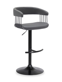 Tabouret 24.5-33 po bar Java en tissu de cuir végétalien et en métal avec siège pivotant et réglable - gris