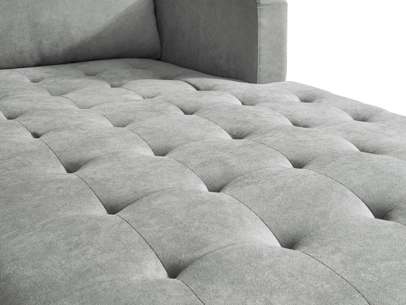 Sofa sectionnel de droite Metro 2 pièces en tissu avec fauteuil long et coussins de siège capitonnés - gris
