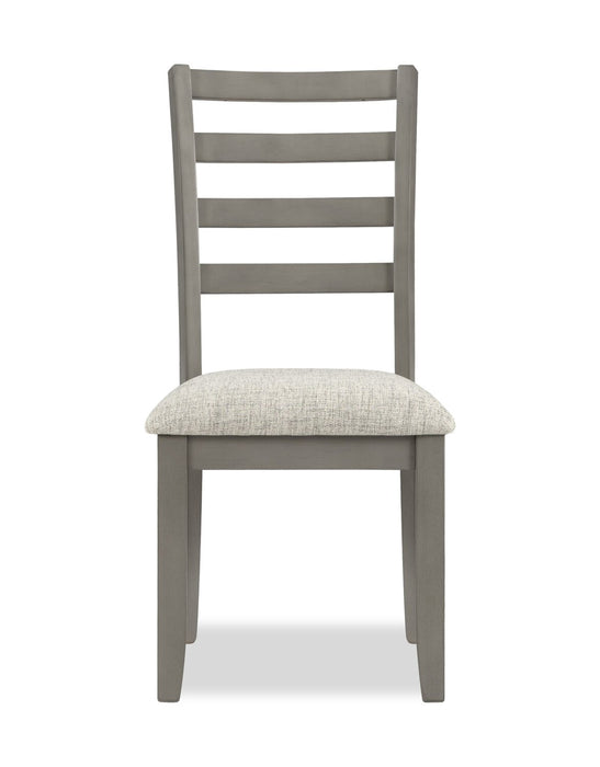 Chaise de salle à manger Cove avec siège rembourré en tissu et dossier en échelle - grise