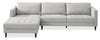 Metro 2-Piece Left-Facing Fabric Sectional with Chaise and Tufted Seat Cushions - Neutral | Sofa sectionnel de gauche Metro 2 pièces en tissu avec fauteuil long et coussins de siège capitonnés - neutre