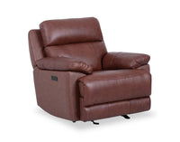  Fauteuil à inclinaison électrique Sorrento de 42 po en cuir véritable avec port USB - brun brique de Madrid