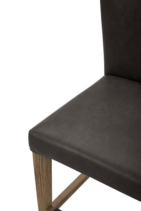 Tabouret Arlo de hauteur comptoir en tissu de cuir végétalien - anthracite