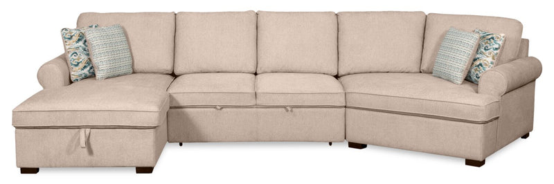 Sofa-lit sectionnel enveloppant de droite Haven de Scott Living 3 pièces en tissu de chenille avec rangement - taupe