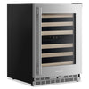 Kitchenaid® 24" Undercounter Wine Cellar with Full-Extension Wood-Front Racks - Stainless Steel - KUWR524SPS | Cellier à vin KitchenAid de 24 po sous le comptoir avec grilles à extension complète à devant en bois - acier inoxydable - KUWR524SPS