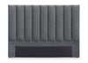 Amos Upholstered Storage Bed in Charcoal Fabric with Channelled Headboard & 3 Built-in Drawers - King Size | Lit de rangement Amos rembourré en tissu anthracite avec tête de lit à canaux et 3 tiroirs intégrés - format très grand lit