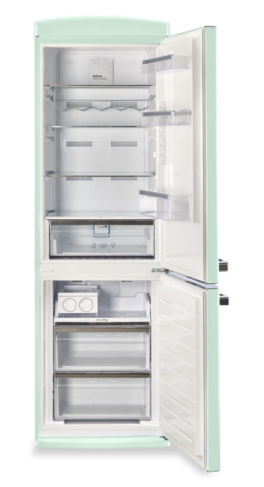 Réfrigérateur Classic Rétro par Unique de 24 po et de 12 pi3 à congélateur inférieur - vert menthe estival - UGP-340L LG AC