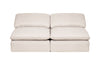 Eclipse Modular 4-Piece Linen-Look Fabric Pit Sofa Sectional with Reversible Feather Down Cushions - Linen White | Sofa sectionnel modulaire de style cocon Eclipse 4 pièces en tissu d’apparence lin avec coussins réversibles en duvet et plumes - blanc lin