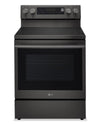 Cuisinière intelligente électrique LG de 6,3 pi³ avec friture à air - acier inoxydable noir - LREN6325ZE