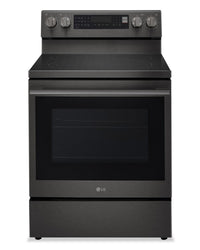  Cuisinière intelligente électrique LG de 6,3 pi³ avec friture à air - acier inoxydable noir - LREN6325ZE