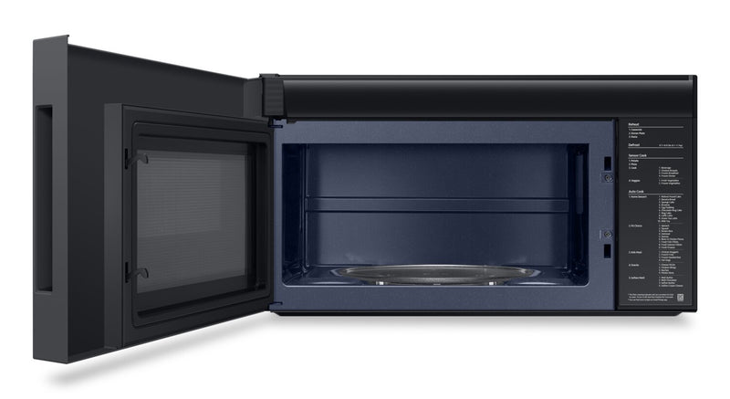 Four à micro-ondes à hotte intégrée Samsung de 2,1 pi³ avec 400 pi³/min et commandes tactiles en verre - noir mat - ME21DG6500MTAC