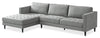 Metro 2-Piece Left-Facing Fabric Sectional with Chaise and Tufted Seat Cushions - Grey | Sofa sectionnel de gauche Metro 2 pièces en tissu avec fauteuil long et coussins de siège capitonnés - gris